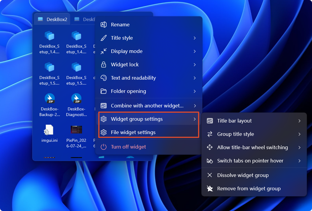 How do widget groups work?