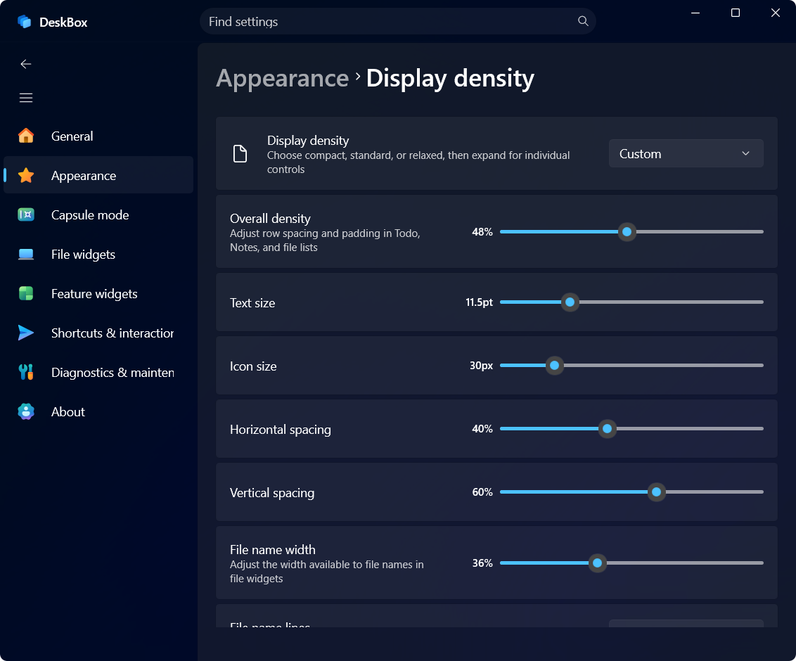 Text size and icon size