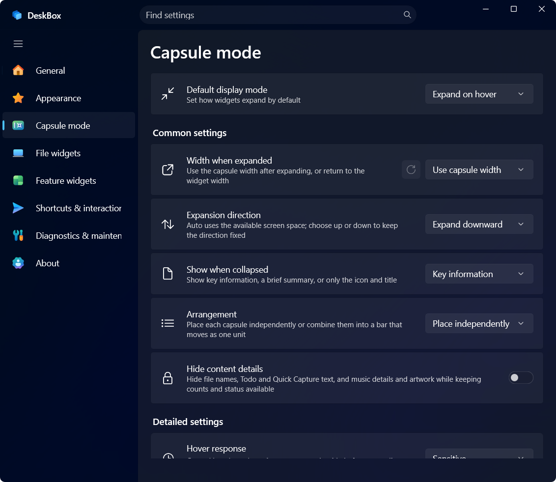 Capsule mode