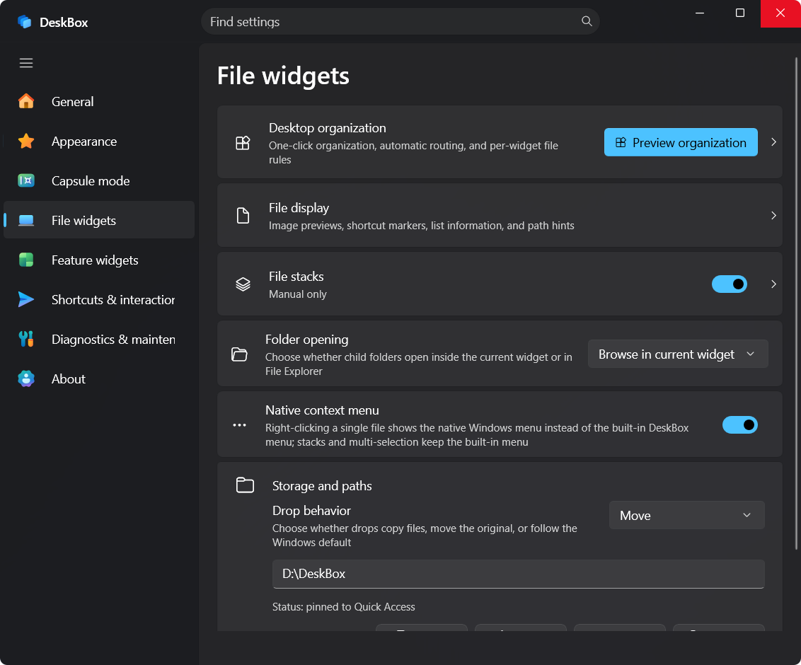 File widgets